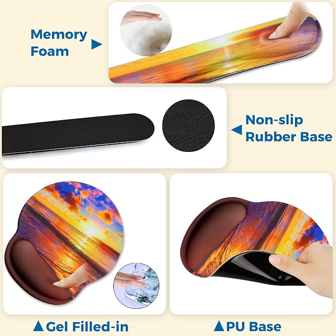 Mouse Pad and Keyboard Wrist Rest Support,Ergonomic Mouse Pad Set - Image 5