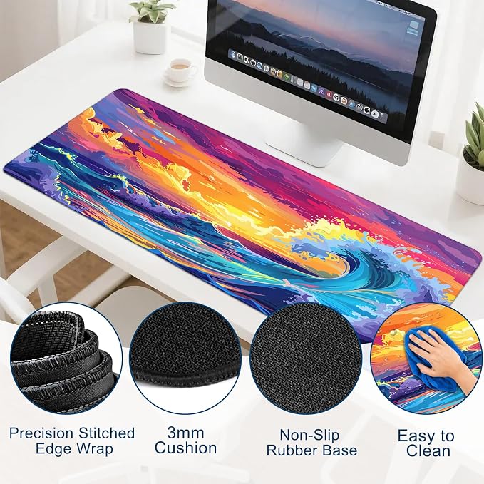 Gaming Mouse Pad, Desk Mat for Keyboard and Mouse, Large Mouse Pad for Desk, Computer Mousepad - Image 3