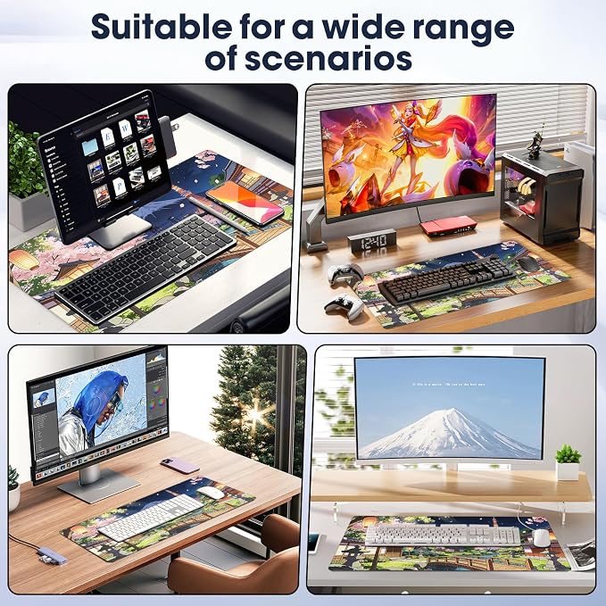 Durable Desk Pad 31.5x15.7 Inch - Thick XXL Mouse Pad, Bridge | Anti Fray Stitched Edges Natural Rubber Base Smooth Fabric Top - Image 7