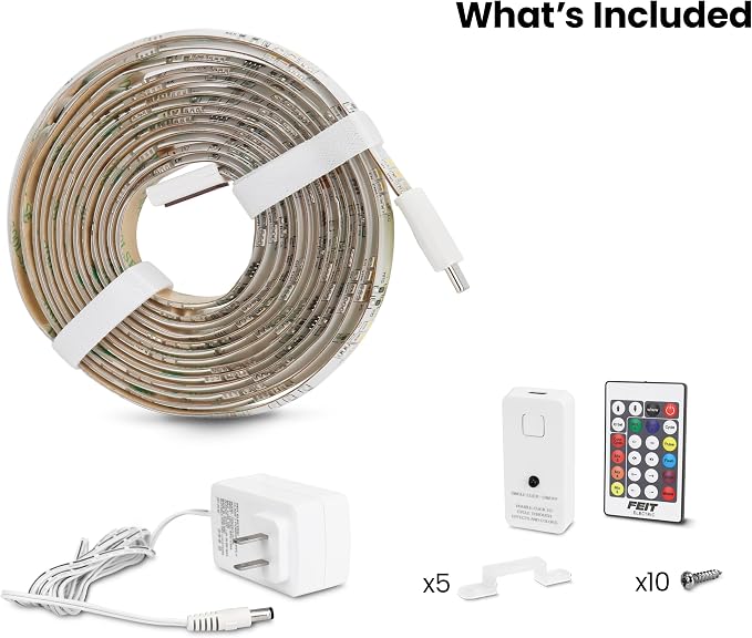 Feit Electric 100ft Chasing & Tunable White LED Tape Light, Dimmable, RGB Colors, Cuttable for Custom Fit, Slim 0.4-Inch Width, Indoor/Outdoor Plug-in Light Strip, Remote Controlled, TAPE1200/CHASE - Image 6