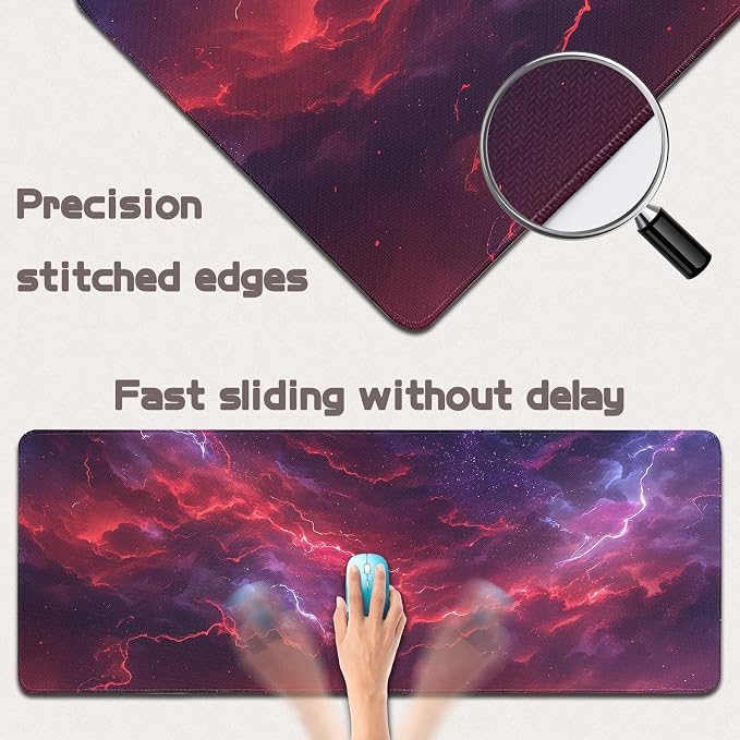 Mouse Pad Gaming - Desk Mat for Keyboard and Mouse - Large Mouse Pads for Desk, Gaming Mousepad with Non-Slip Base, Desks Pad (31.5" X 11.8") for Game, Office and Home - Image 3