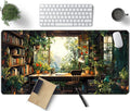 Green Plant Lovers Cute Desk Mat, Kawaii Desk Pad XXL Large Extended Lofi Mouse Pad Gaming Anime Mousepad, Big Laptop Computer Keyboard and Mouse Mat for Girl Women Office Desk Decor 31.5x15.7 in by TENG+DA+QING