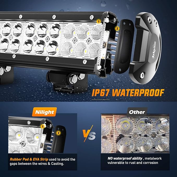Nilight 20Inch 126W Spot Flood Combo Led Light Bar 4PCS 4Inch 18W Spot LED Pods Fog Lights for Boat Truck Tractor Trailer Off-Road Pickup Golf Cart SUV ATV UTV 4x4 Van Camper - Image 6