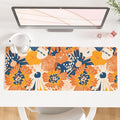 QiyI PU Leather Large Mouse Pad, Office Decor, 31.5" x 11.8", Orange Flower | Desk Décor Accessories, Extended Size, Waterproof & Easy to Clean, Smooth Surface, Non Slip Desk Organization by QIYI