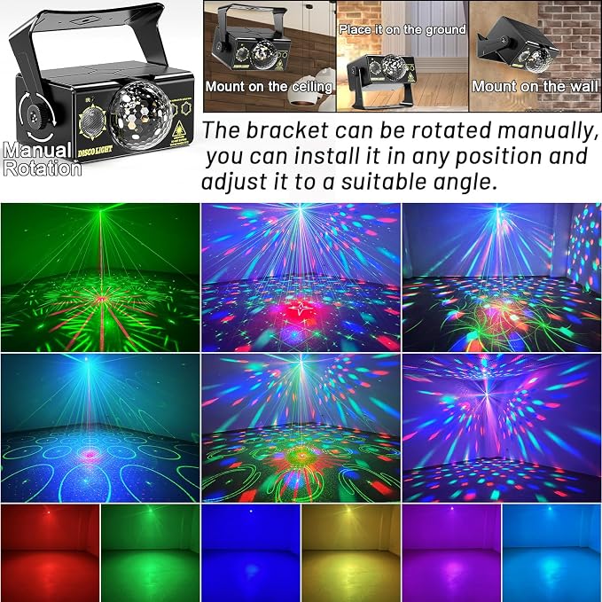Party Lights, DJ Disco Light Disco Ball Light Sound Activated Strobe Stage Lights for Parties Birthday Christmas Gift Wedding Karaoke Bar Club Pub Dance Home Living Room Halloween Decorations - Image 3