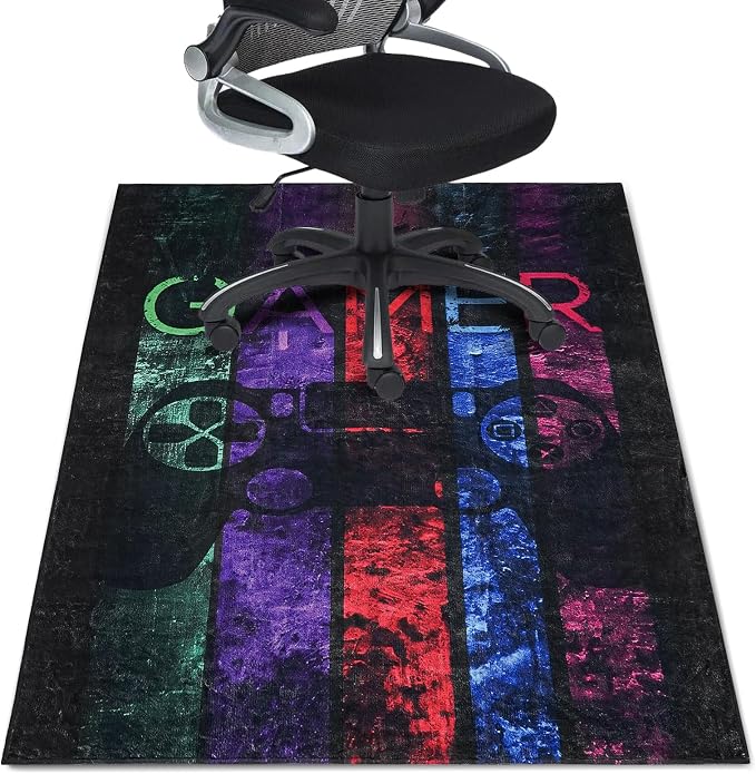 Gaming Chair Mat for Hardwood Floor 36"X 48" Heavy Duty Office Desk Chair Rug for Under Game Rolling Chairs Computer Decor Protect Mats Low Pile Non-Slip Rubber for Carpet & Tile Floor-Game by Wruzbxcn