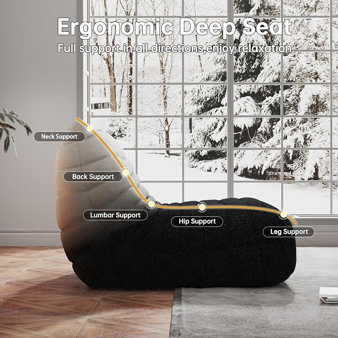 WHGBJA Bean Bag Chair for Adults, Lazy Bean Bag Sofa for Bedroom, Living Room, Reading, Gaming Floor Sofa Chair, Boneless, Comfy - Image 4