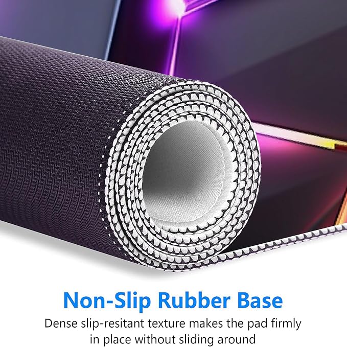 Neon 3D Geometry Desk Pad Mouse Pad Colorful Crack Cool Extended Gaming Mouse Pad Mat with Stitched Edge Non-Slip Base Big Mouse Pad Office Computer Keyboard Laptop Home 31.5"x11.8" - Image 6