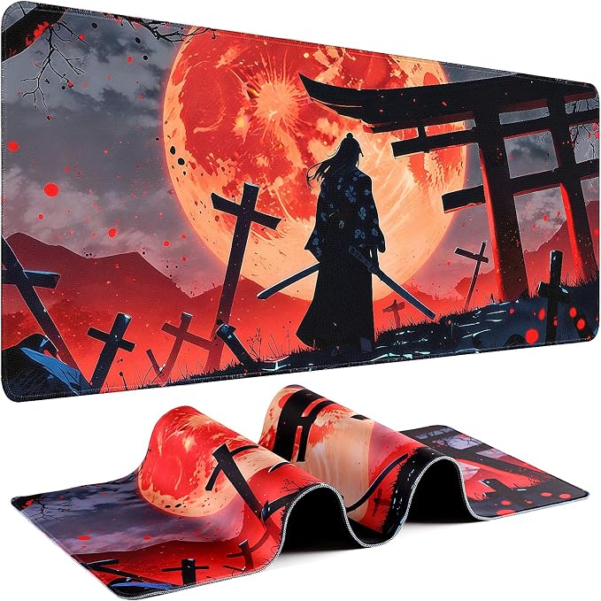 Gaming Mouse Pad - (31.5"×11.8") Japanese Samurai Large Mouse Pads for Desk - Desk Mat for Keyboard and Mouse with Non-Slip Base, Desks Pad Matfor Game/Office & Home by Unknown