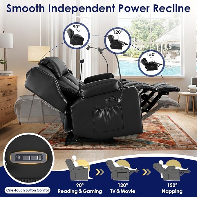 Redlife Power Loveseat Recliner Sofa with Blue LED Base Lights - Image 4