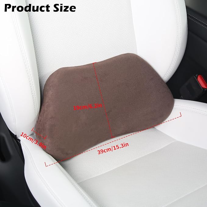 Lumbar Support Pillow for Car Lower Back Cushion, Brown, 1 Pack | Ergonomic Memory Foam Lumbar Pillow for Driving Seat, Office Chair, Gaming Chair, Lower Back Support for Back Pain Relief - Image 5