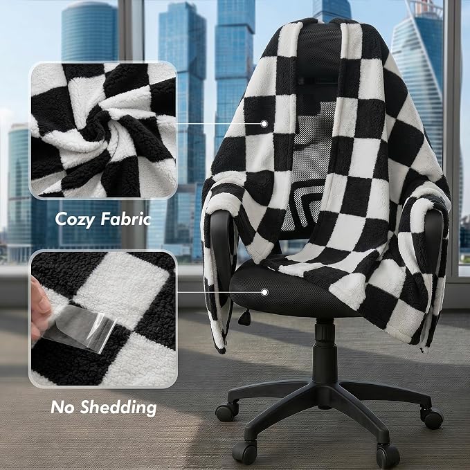 The Chair Blanket for Office,3-in-1(Chair Blanket/Seat Cushion/Pillow) Stay-in-Place Office Blankets for Women Work,Warm Smooth Velvet & Shed-Free,Size M-Black - Image 5