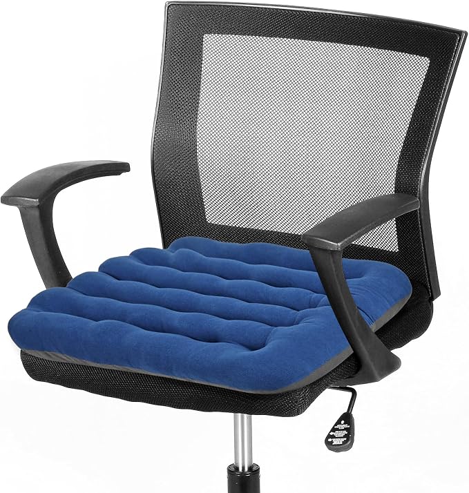BUYUE Good Support Office Chair Cushion Padded, Soft Velvet Comfortable Non-Slip Seat Cushion for Computer Desk Kitchen Chair (1 Count, Blue) by BUYUE