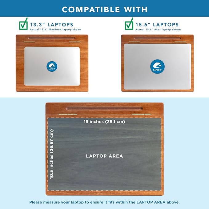 LAPGEAR Schoolhouse Lap Desk - Natural Acacia Wood, Built-in Storage - Image 3