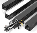 Yecaye 62.8in(4x15.7in) No-Drill Large Cable Management, Under Desk Cord Organizer with Adhesive, Open Slot Cable Raceway for Home/Office/Network, Black by Yecaye