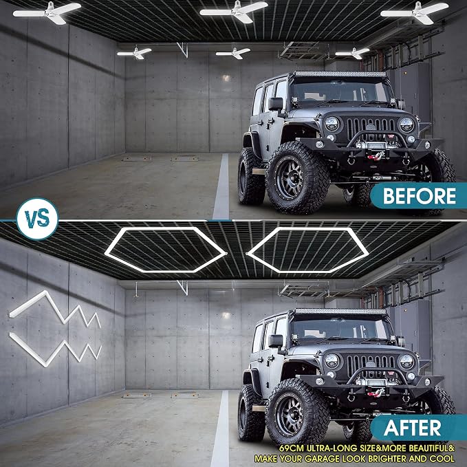 LZHOME LED Hexagon Garage Light: 12700LM Car Detailing Shop Light, DIY Splicing Ceiling & Wall Decor Lights, for Workshop Basement Gym Warehouse Bar Gaming Room - Image 8