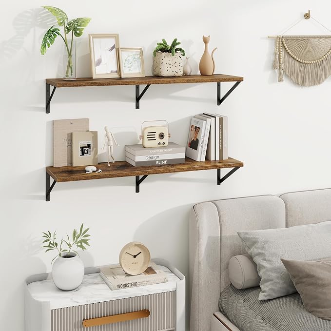 Axeman Deep Floating Shelves, 36'' x 10'' Brown Wall Shelves Set of 2 - Image 2