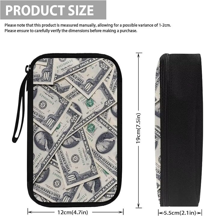 Dollar Print Electronics Organizer Waterproof Cable Organizer Bag, Shockproof Cord Storage Bag, Travel Essentials for Electronics Items/USB/SD/Charger - Image 5