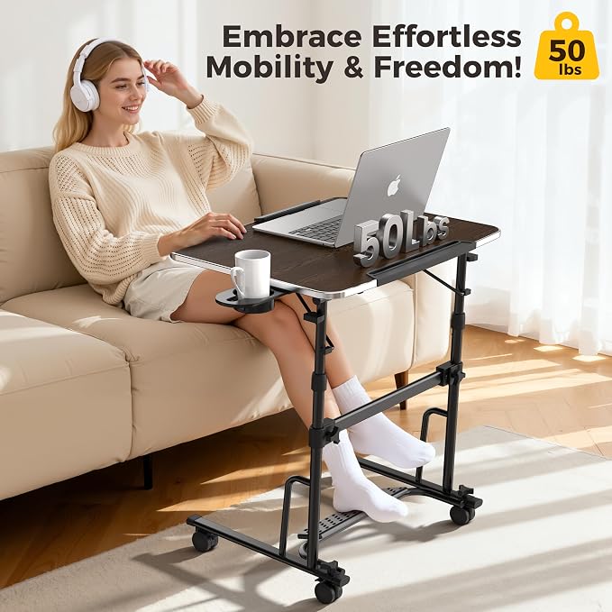 FoldWise Foldable Standing & Rolling Desk, Upgraded Portable Desk on Wheels - Image 7