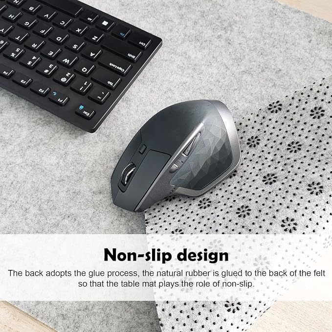 DAWNTREES Large Felt Desk Mat,39.4''x19.69'' Full Keyboard and Mouse Pad | Non-Slip Computer Desk Mat for Home and Office,100x50CM Felt Desk Pad Protector (Light Gray) - Image 3