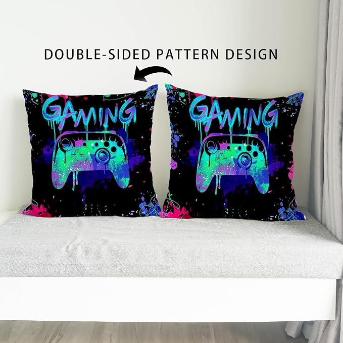 Gamer Room Decor For Boys,Game Room Decor,Gaming Room Decor,Gamer Pillow Cover 18x18,gaming pillow Cover,teen boy room decor game room couch,teenage boy room decor,boys room decorations for bedroom - Image 4