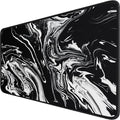 Large Extended Gaming Mouse Pad with Stitched Edges, 47.3 X 23.6 in Desk Pad Durable Non-Slip Natural Rubber Base, Waterproof Computer Keyboard Mat for Esports Pros, Gamer, Desktop, Black White by Hsmienk