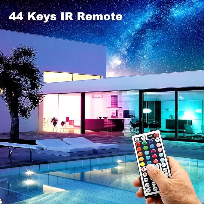 dalattin Led Lights for Bedroom 130ft RGB Led Strip Lights Color Changing Kit with 44 Keys Remote Controller and 24V Power Supply Led Light Strips Indoor Decoration,2 Rolls of 65ft - Image 3