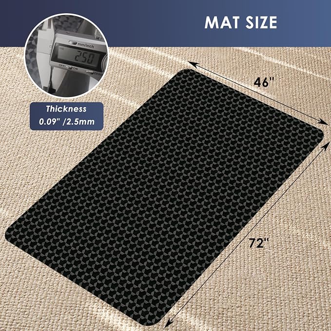 Vicwe Office Chair Mat for Carpet, 72"x46" Heavy Duty Chair Mat with Studs | Large Anti-Slip Waterproof Carpet Protector, Desk Chair Mat for Rolling Chair, Easy Glide Floor Mat for Gaming, Home, Black - Image 7