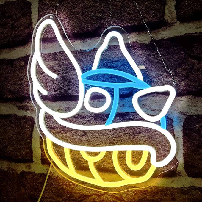 Blue Shell Neon Sign Gaming Neon Sign from Game Room Decor Dimmable Blue Shell Neon Game Decor Lights up Sign for Kids Man Cave Wall Gamer Gifts for Boys Kids - Image 2