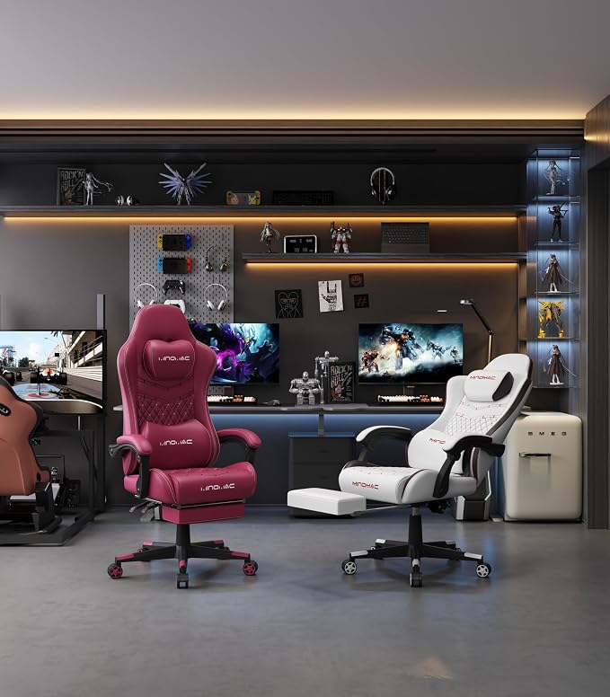 Gaming Chair,Big and Tall Gaming Chair 400lbs Office Chair with Footrest, 90-155° Recline & Removable Headrest Lumbar Support[Spring + 4D Sponge] (RED) - Image 2