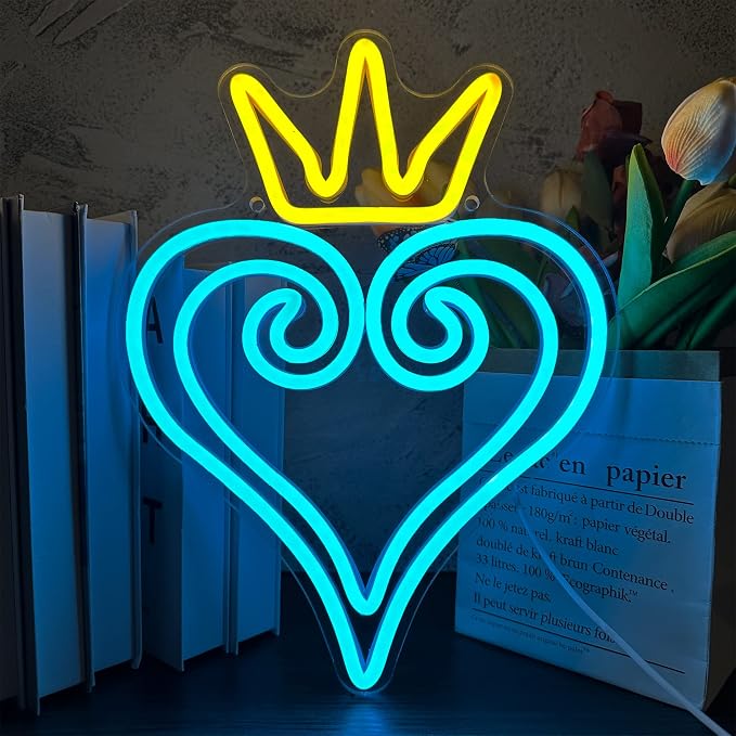 Manimo LED Kingdom and Hearts Neon Signs for Wall Decor, Anime Neon Sign, Neon Game Room Setup, USB Powered for Man Cave Game Home Party Bedroom Room Teenager Gamer Birthday Gifts(9.8 * 13in) by Manimo