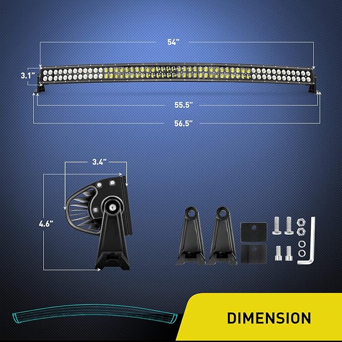 Nilight 54" 312W Curved LED Work Light Spot Flood Combo Bar Driving Fog Lamp off road lights - Image 2