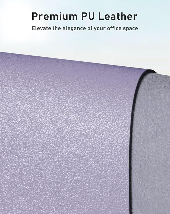 Aothia Faux Leather Desk Mat - Large Mouse Pad, Non-Slip PU Leather Blotter, Waterproof Writing Surface for Office and Home (Lavender, 63" x 17") - Image 2