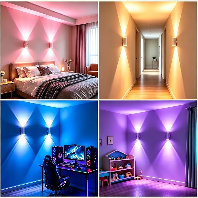 4 Pack RGB Dynamic Gradient Step Lights, Rechargeable Motion Sensor LED Wall Lamp with Remote, 1200mAh Dimmable Magnetic Mount Night Light for Staircase Hallway Bedroom Kitchen Bar - Image 4