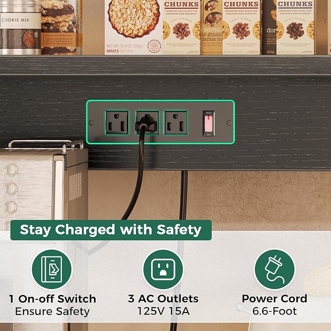 SUPERJARE Bakers Rack with Power Outlet, 35.4 Inches Coffee Bar with Basket - Image 4