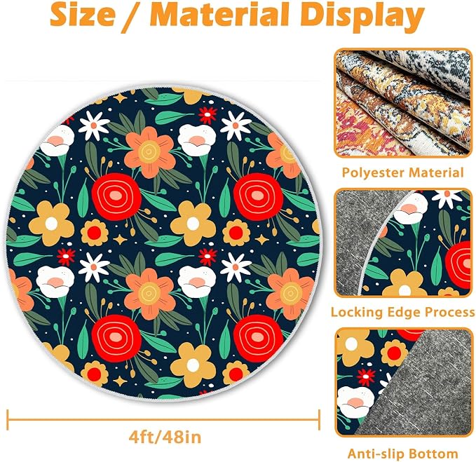 4ft/48in Home Office Chair Mat for Hardwood Floor, Anti-Slip Desk Chair Mats, Computer Gaming Chair Mat for Rolling, Low Pile Carpet Floor Chair Mats(Colorful-2) - Image 5