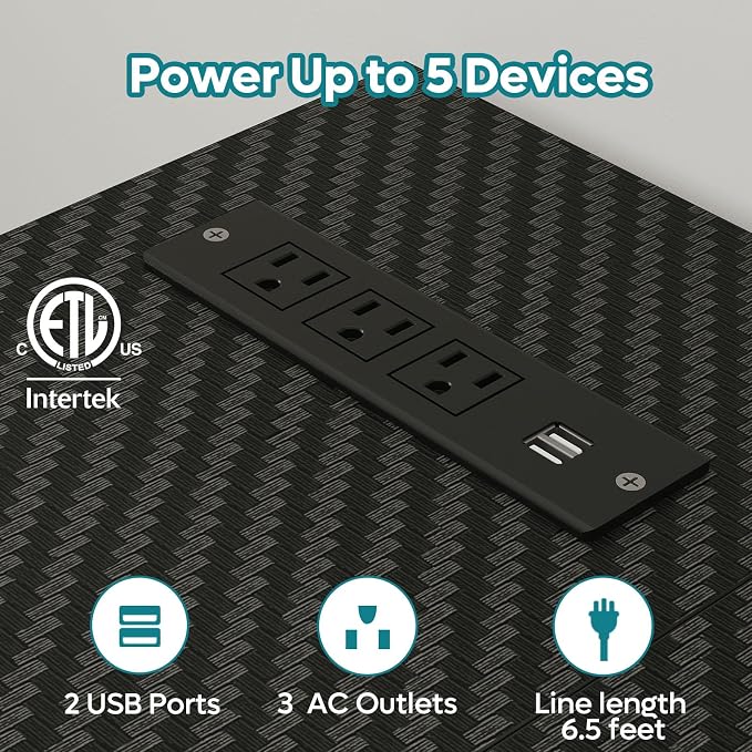 Bestier 58-Inch L-Shaped Gaming Desk with Charging & LED, Black - Image 5