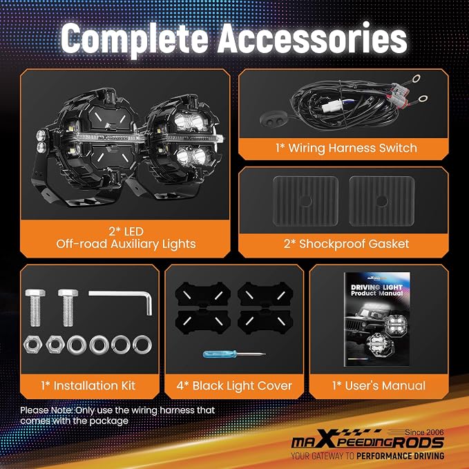 maXpeedingrods 3.5in 19200LM LED Offroad Lights w/7 RGB Colors Side Shooter - Image 9