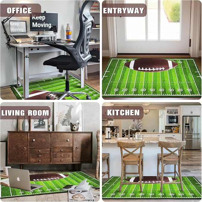 Gaming Chair Mat for Hardwood Floor 36"X 48" Heavy Duty Office Desk Chair Rug for Under Game Rolling Chairs Computer Decor Protect Mats Low Pile Non-Slip Rubber for Carpet & Tile Floor-Football - Image 6