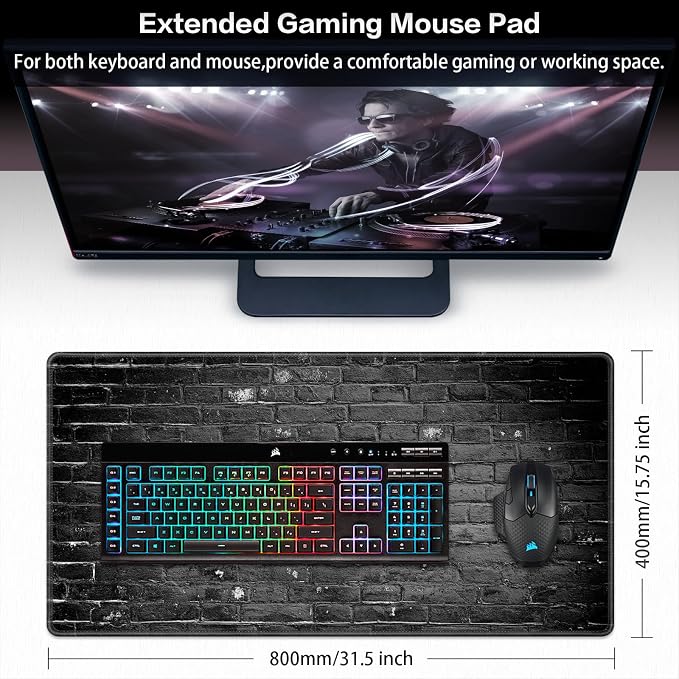 Canjoy Gaming Mouse Pad, 31.5x15.7in Large Mouse Pads for Desk Keyboard Pad | Desk Mat for Keyboard and Mouse Computer Big Full Size Desk Pad with Non-Slip Rubber Base and Stitched Edge for Home Office - Image 2