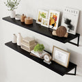 Axeman Floating Shelves for Wall Black- 48 Inch Wide x 12 Inch Deep Wall Shelves Set of 2 - Black Deep Wood Floating Shelves for Living Room Bedroom Laundry Room by Axeman