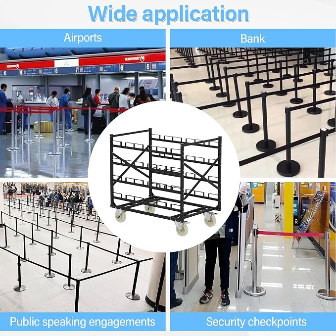 Stanchion Post Cart 12 Posts Ideal for High-Traffic Areas - Image 7