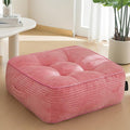 HIGOGOGO 8" Extra Thick Floor Pillow Cushion for Adults, Meditation Cushion Pillow, Large Square Floor Sitting, Tufted Corduroy Cover, for Tatami Living Room or Yoga, 22x22 Inch, Pink by HIGOGOGO