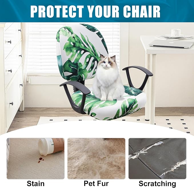 Smiry Stretch Printed Office Computer Desk Chair Covers for Seat & Backrest | Stretch Fit, Soft Fabric Universal Washable Removable, Anti-Dust Rotating Chair Slipcovers Protector - Image 8