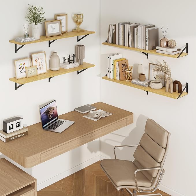 Axeman Deep Floating Shelves, 55'' x 10'' Oak Wall Shelves Set of 2 - Image 2