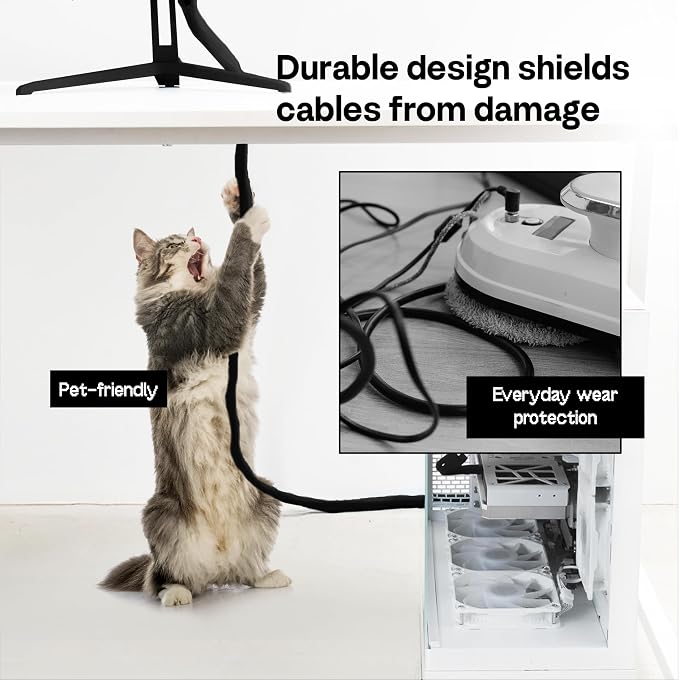 Pixio 10FT Tubing Cable Sleeve – 1/2 inch Flexible Cable Management Sleeve for PC, Gaming, TV & Office, Wire Organizer for Desk Cable Cleanup - Image 3