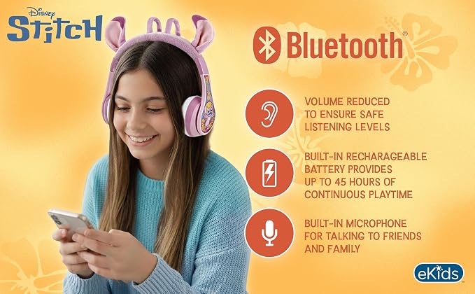 Disney Stitch Angel Bluetooth Headphones for Kids, Wireless Headphones - Image 2
