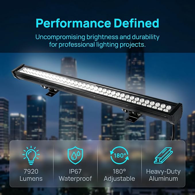 72W Wall Washer Light 40'' 6000K 120V IP67 Waterproof Plug-in - Image 7