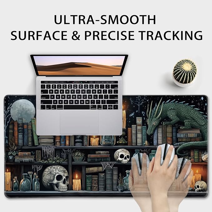 Mystical Gothic Library Large Gaming Mouse Pad Desk Mat 31.5x15.7 | Extended Mousepad, Non-Slip Rubber Base , Stitched Edges, for Computer/Laptop/Office/Home - Image 5