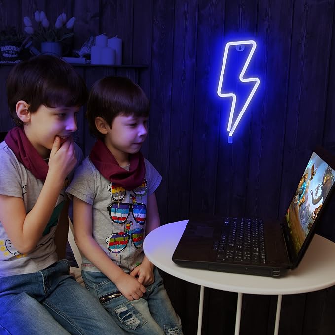 Lumoonosity Lightning Bolt Neon Signs, USB Powered Led Lightning Bolt Light with On/Off Switch, Lightning Neon Sign for Wall Decor, Hanging Led Signs, Neon Lights for Bedroom, Gaming Room Setup - Image 6